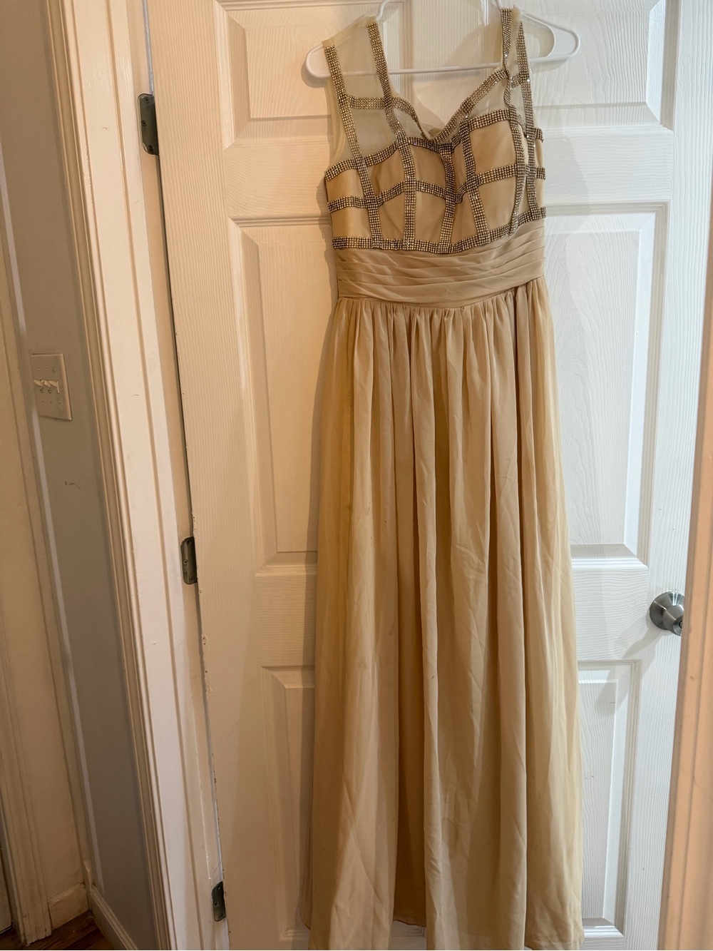 Beaded Champagne Evening Gown